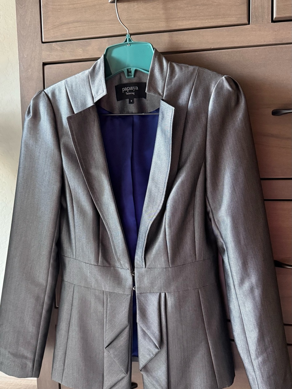Papaya Silver Metallic Tailored Blazer and Pencil Skirt